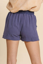Load image into Gallery viewer, Umgee Linen Blend High Waist Shorts with Elastic Waist with Tie and Pockets in Denim Shorts Umgee   
