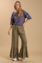 Load image into Gallery viewer, Umgee Olive Wide Leg Ruffle Pants Bottoms Umgee   
