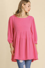 Load image into Gallery viewer, Umgee Bubble Pink Babydoll Top with Ruffle Hem Tops Umgee   
