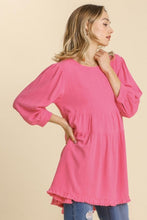 Load image into Gallery viewer, Umgee Bubble Pink Babydoll Top with Ruffle Hem Tops Umgee   
