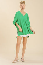 Load image into Gallery viewer, Umgee Mint Green Linen Blend Tunic Top Tops Umgee   
