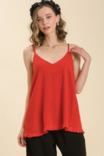 Load image into Gallery viewer, Umgee Neon Orange Linen Blend Spaghetti Strap Top Top Umgee   
