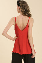 Load image into Gallery viewer, Umgee Neon Orange Linen Blend Spaghetti Strap Top Top Umgee   
