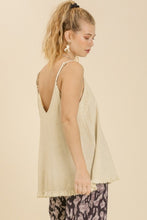 Load image into Gallery viewer, Umgee Oatmeal Linen Blend Spaghetti Strap Top Top Umgee   
