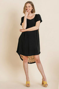 Umgee Black Dress with Animal Print Back Dresses Umgee   