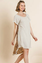 Load image into Gallery viewer, Umgee Oatmeal Dress with Animal Print Back Dresses Umgee   
