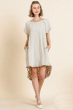 Load image into Gallery viewer, Umgee Oatmeal Dress with Animal Print Back FINAL SALE Dresses Umgee   
