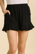 Load image into Gallery viewer, Umgee Linen Blend Ruffle Shorts in Black Shorts Umgee   
