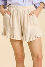 Load image into Gallery viewer, Umgee Linen Blend Ruffle Shorts in Oatmeal Shorts Umgee   
