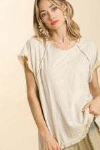 Load image into Gallery viewer, Umgee High Low Top with Frayed Hem in Oatmeal Tops Umgee   
