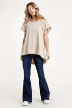 Load image into Gallery viewer, Umgee High Low Top with Frayed Hem in Latte Tops Umgee   
