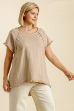 Load image into Gallery viewer, Umgee High Low Top with Frayed Hem in Latte Tops Umgee   
