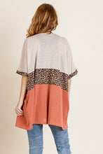 Load image into Gallery viewer, Umgee Color Block Kimono with Animal Print in Canyon Clay Mix Kimono Umgee   
