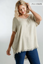 Load image into Gallery viewer, Umgee Oatmeal Top with Fishtail Frayed Hem FINAL SALE Tops Umgee   
