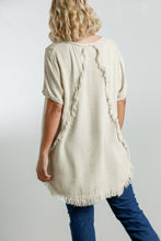Load image into Gallery viewer, Umgee Oatmeal Top with Fishtail Frayed Hem Tops Umgee   
