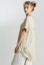 Load image into Gallery viewer, Umgee Oatmeal Top with Fishtail Frayed Hem Tops Umgee   
