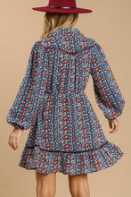 Load image into Gallery viewer, Umgee Ditzy Floral Long Sleeved Dress in Navy Mix Dress Umgee   
