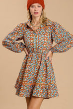 Load image into Gallery viewer, Umgee Ditzy Floral Long Sleeved Dress in Orange Mix Dress Umgee   

