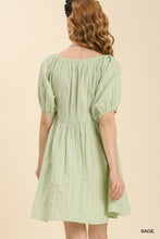 Load image into Gallery viewer, Umgee Pleated Dress with Puff Cuffed Sleeves in Sage Dress Umgee   
