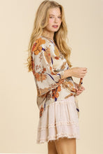Load image into Gallery viewer, Umgee Ivory Floral Print Top with Front Tie Top Umgee   
