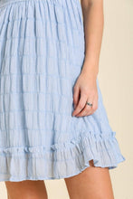 Load image into Gallery viewer, Smocked Chest Pleated Dress with Ruffle Shoulder Sleeve in Light Blue Dress Umgee   
