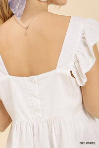 Umgee Linen Blend Puff Sleeve Babydoll Top in Off White Top Umgee   