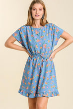 Load image into Gallery viewer, Umgee Elastic Waist Front with Waist Tie Dress in Slate Blue Mix Dress Umgee   
