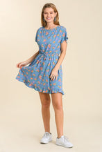 Load image into Gallery viewer, Umgee Elastic Waist Front with Waist Tie Dress in Slate Blue Mix FINAL SALE Dress Umgee   
