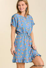 Load image into Gallery viewer, Umgee Elastic Waist Front with Waist Tie Dress in Slate Blue Mix FINAL SALE Dress Umgee   
