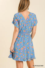 Load image into Gallery viewer, Umgee Elastic Waist Front with Waist Tie Dress in Slate Blue Mix Dress Umgee   
