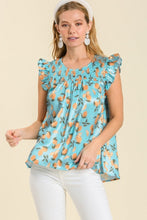 Load image into Gallery viewer, Umgee Lemon Print Top in Light Blue Mix Top Umgee   
