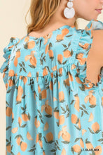 Load image into Gallery viewer, Umgee Lemon Print Top in Light Blue Mix Top Umgee   
