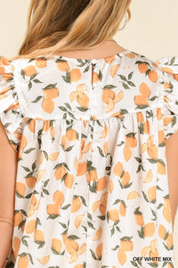 Umgee Lemon Print Top in Off White Mix Top Umgee   