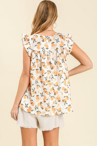 Umgee Lemon Print Top in Off White Mix Top Umgee   