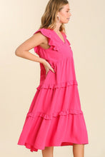 Load image into Gallery viewer, Umgee Maxi Dress with Ruffled Details in Hot Pink Dress Umgee   
