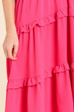 Load image into Gallery viewer, Umgee Maxi Dress with Ruffled Details in Hot Pink Dress Umgee   
