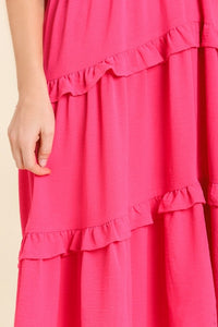 Umgee Maxi Dress with Ruffled Details in Hot Pink Dress Umgee   