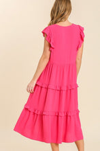 Load image into Gallery viewer, Umgee Maxi Dress with Ruffled Details in Hot Pink Dress Umgee   
