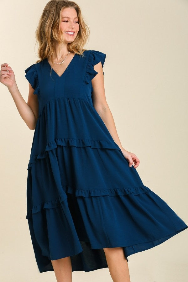 Umgee Maxi Dress with Ruffled Details in Midnight Dress Umgee   