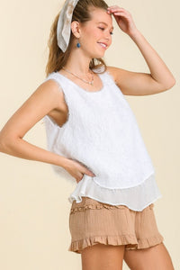 Umgee Sleeveless Fringe Top in Off White Top Umgee   