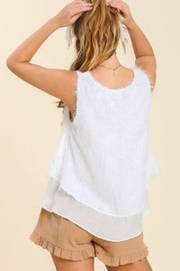 Umgee Sleeveless Fringe Top in Off White Top Umgee   