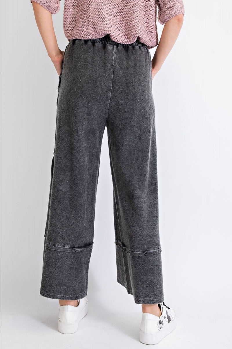 Easel Terry Palazzo Pants in Black – June Adel