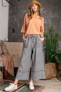 Easel Terry Palazzo Pants in Ash ON ORDER ESTIMATED ARRIVAL EARLY JANUARY Pants Easel   