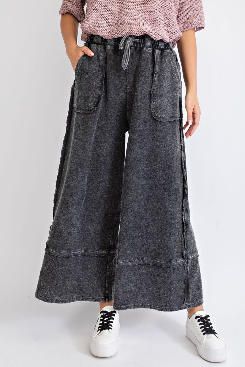 Easel Terry Palazzo Pants in Black – June Adel