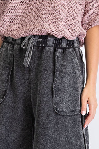 Easel Terry Palazzo Pants in Black Pants Easel   