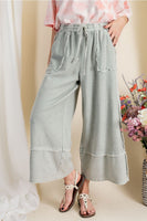 Easel Terry Palazzo Pants in Faded Olive Pants Easel   
