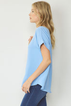 Load image into Gallery viewer, Entro Top with Short Folded Sleeves in Blue Top Entro   
