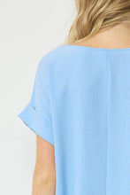 Load image into Gallery viewer, Entro Top with Short Folded Sleeves in Blue Top Entro   

