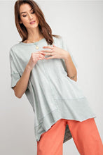 Load image into Gallery viewer, Easel Faded Sage Mineral Washed Top with Ribbed Trim Tops Easel   
