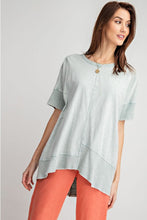 Load image into Gallery viewer, Easel Faded Sage Mineral Washed Top with Ribbed Trim Tops Easel   
